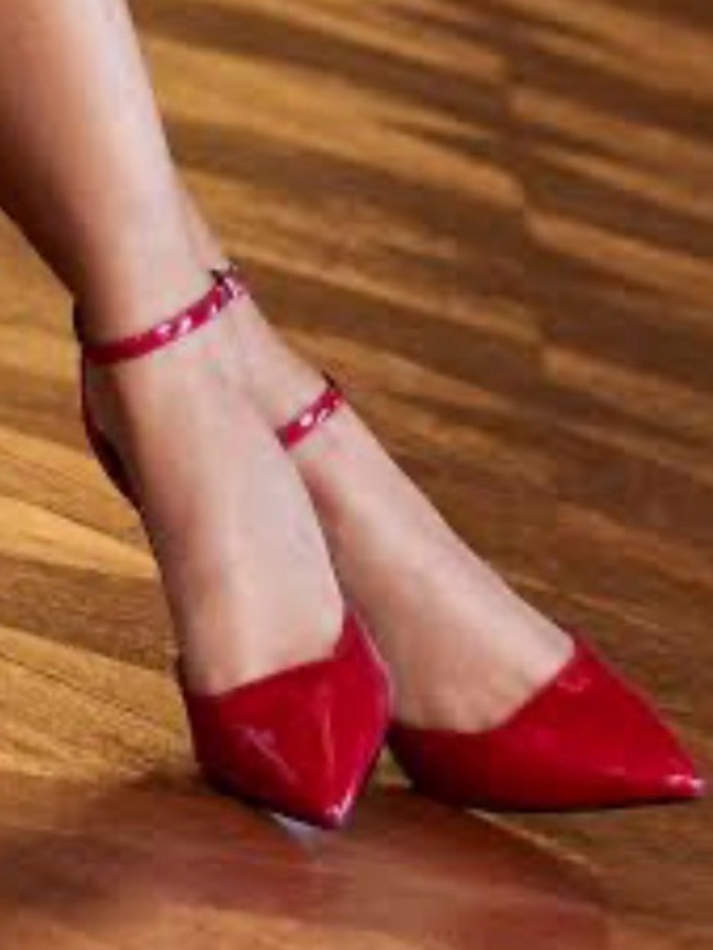 Peter Kaiser Vintage Red Pointed-Toe Ankle-Strap Pumps